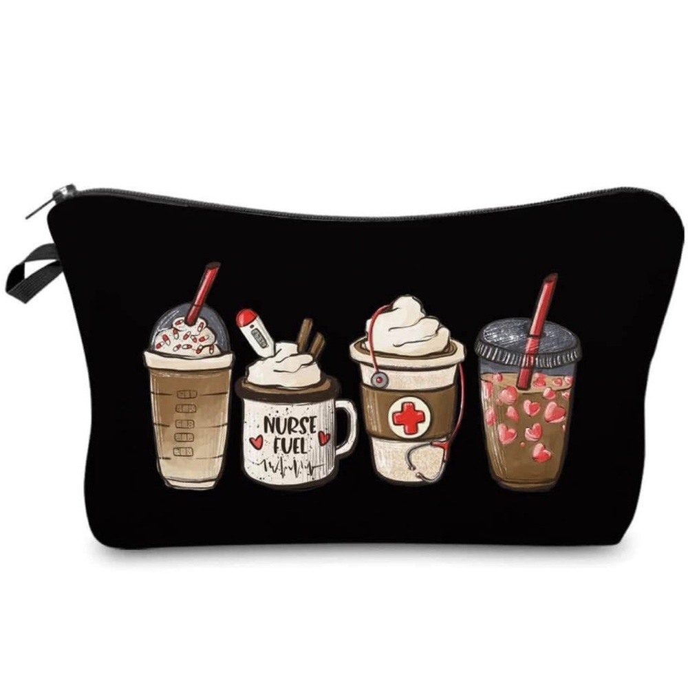 Black Nurse and Coffee Themed Pouch